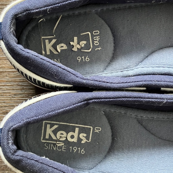 Keds Striped Canvas Shoed in Blue and White - Picture 2 of 8